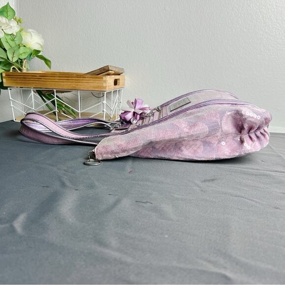 Coach Poppy Signature Sequins Limited Edition Pink Purple Glam Tote bag 14536 - Picture 7 of 10